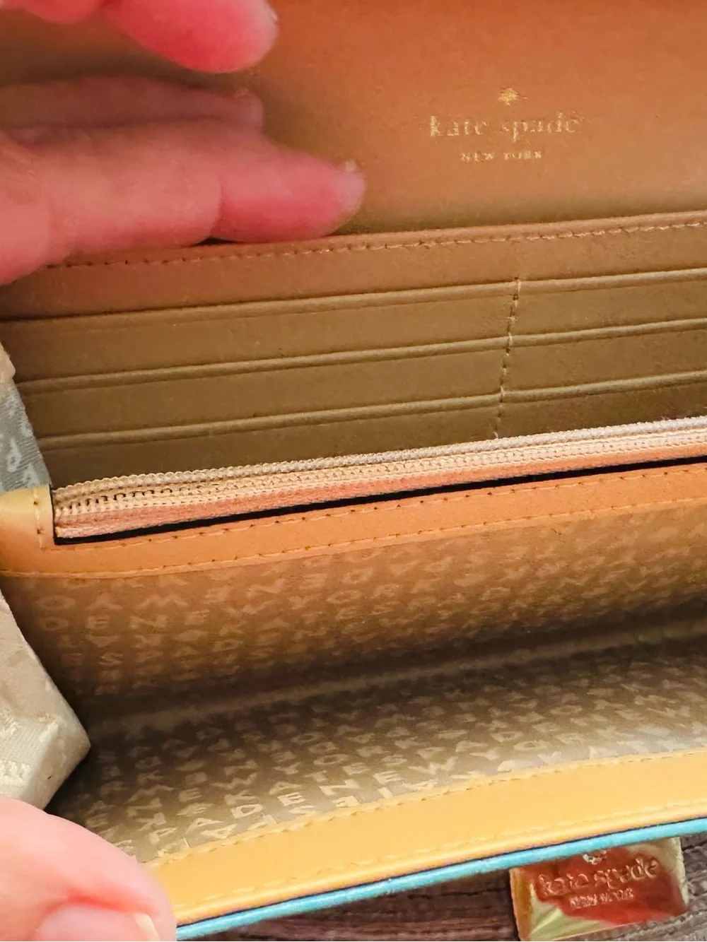 kate spade Teal Croc-Embossed Leather wallet